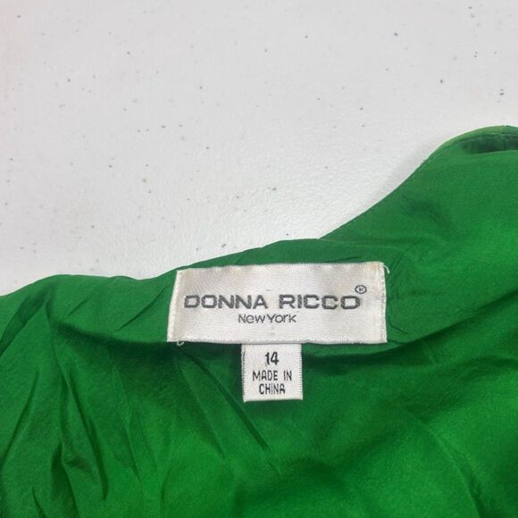 Donna Ricco Green Pattern Print Maxi Dress Tie V Neck Womens Stylish - Picture 6 of 6